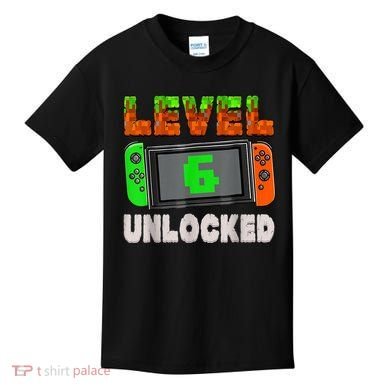 Birthday Boy Level 6 Unlocked 6th Birthday Game Pixel Kids T-Shirt