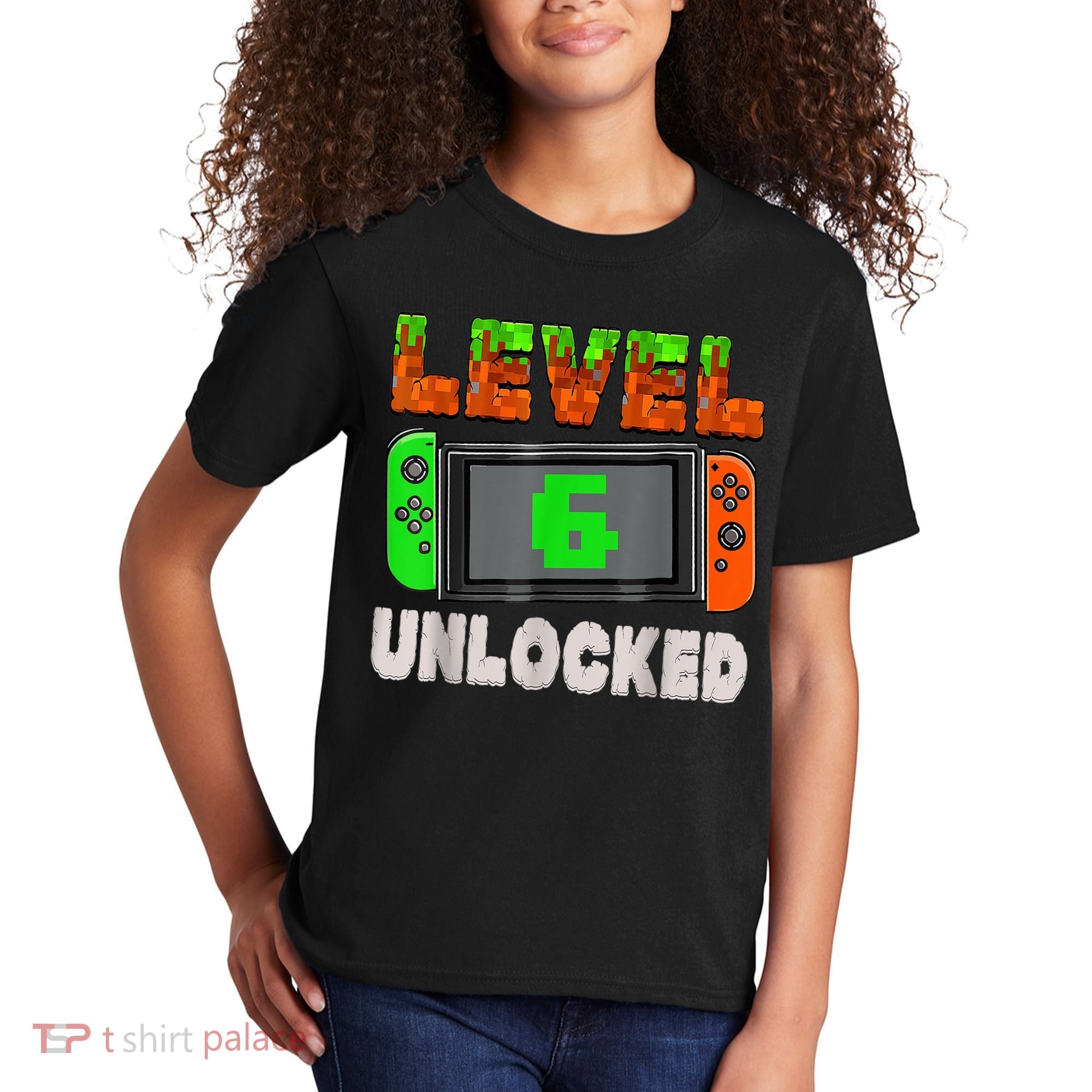 Birthday Boy Level 6 Unlocked 6th Birthday Game Pixel Kids T-Shirt