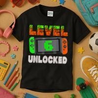 Birthday Boy Level 6 Unlocked 6th Birthday Game Pixel Kids T-Shirt thumb 3