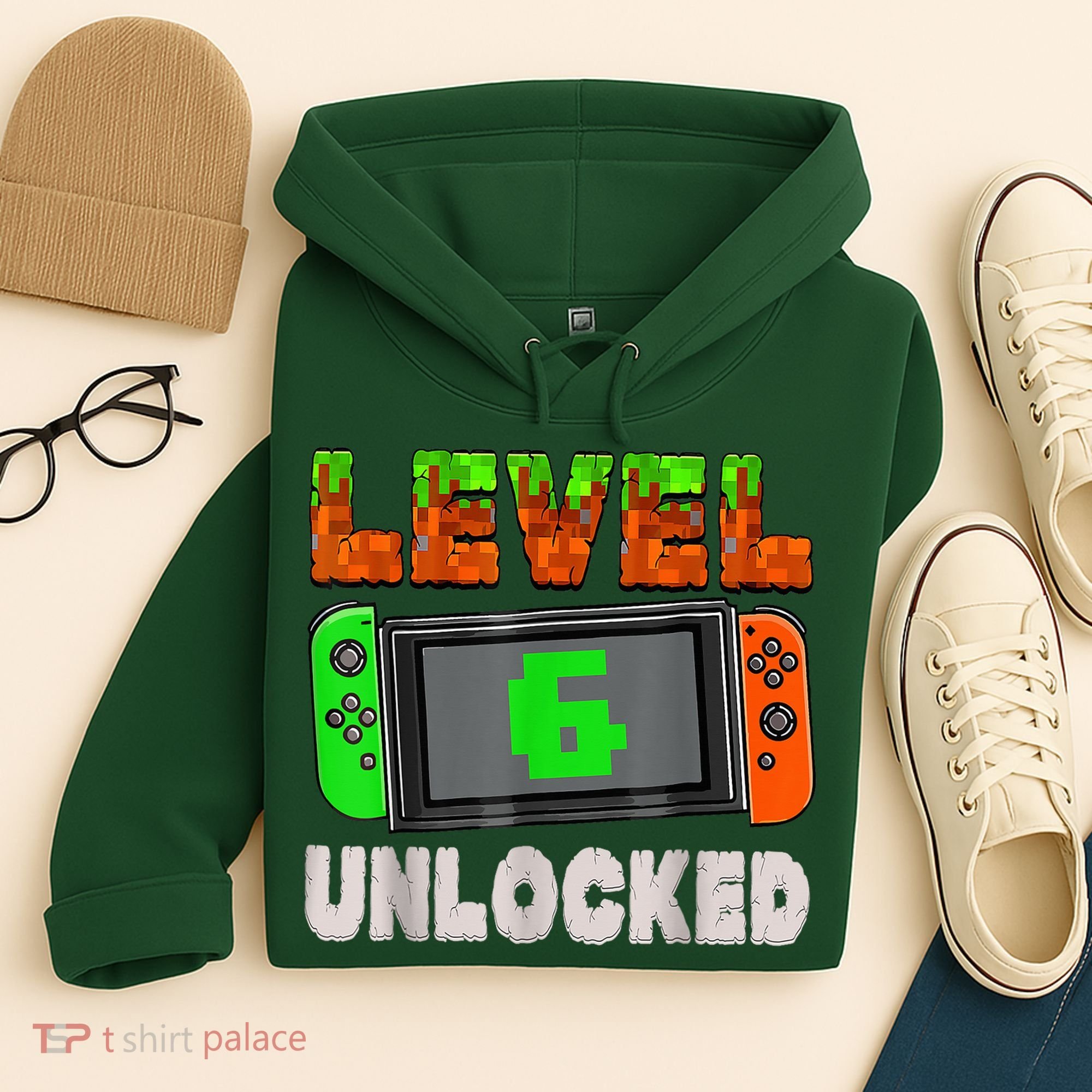 Birthday Boy Level 6 Unlocked 6th Birthday Game Pixel Hoodie