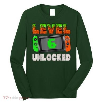 Birthday Boy Level 6 Unlocked 6th Birthday Game Pixel Long Sleeve Shirt
