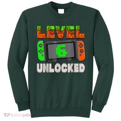 Birthday Boy Level 6 Unlocked 6th Birthday Game Pixel Sweatshirt