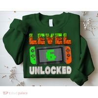 Birthday Boy Level 6 Unlocked 6th Birthday Game Pixel Sweatshirt thumb 2