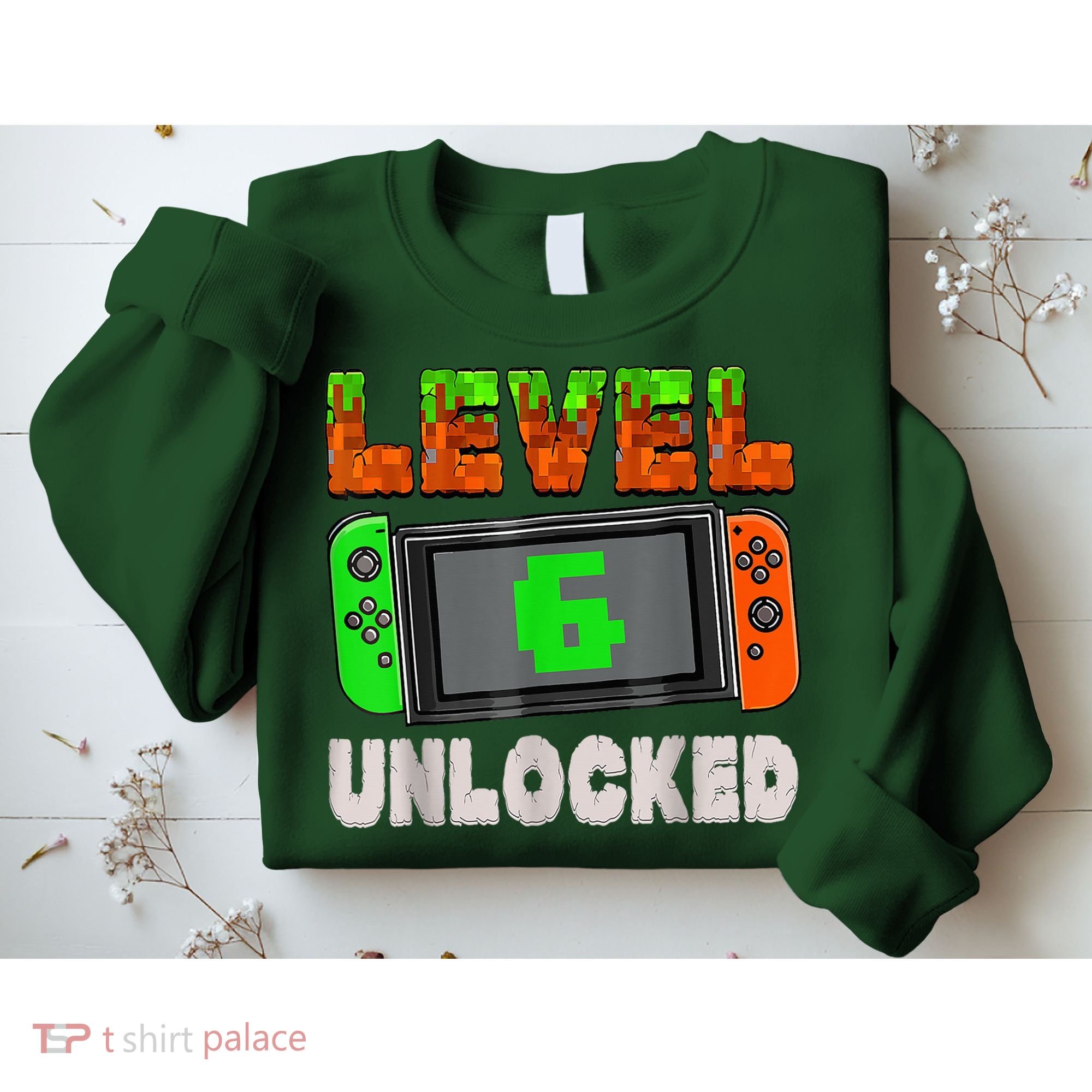 Birthday Boy Level 6 Unlocked 6th Birthday Game Pixel Sweatshirt