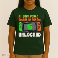 Birthday Boy Level 6 Unlocked 6th Birthday Game Pixel T-Shirt thumb 4