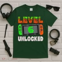 Birthday Boy Level 6 Unlocked 6th Birthday Game Pixel T-Shirt thumb 5