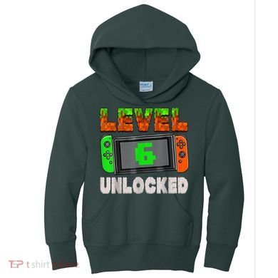 Birthday Boy Level 6 Unlocked 6th Birthday Game Pixel Kids Hoodie
