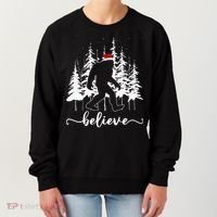 Believe Bigfoot Light Santa Squatch Christmas Tree Pajamas Women's Sweatshirt thumb 0