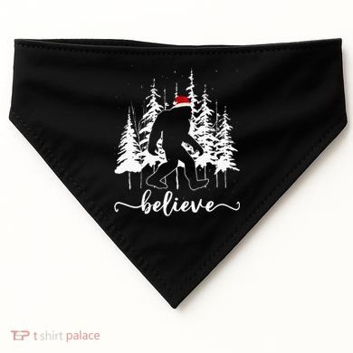 Believe Bigfoot Light Santa Squatch Christmas Tree Pajamas USA-Made Doggie Bandana