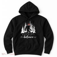 Believe Bigfoot Light Santa Squatch Christmas Tree Pajamas Hoodie thumb 0