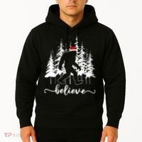 Believe Bigfoot Light Santa Squatch Christmas Tree Pajamas Hoodie thumb 2