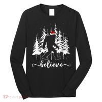 Believe Bigfoot Light Santa Squatch Christmas Tree Pajamas Long Sleeve Shirt thumb 0