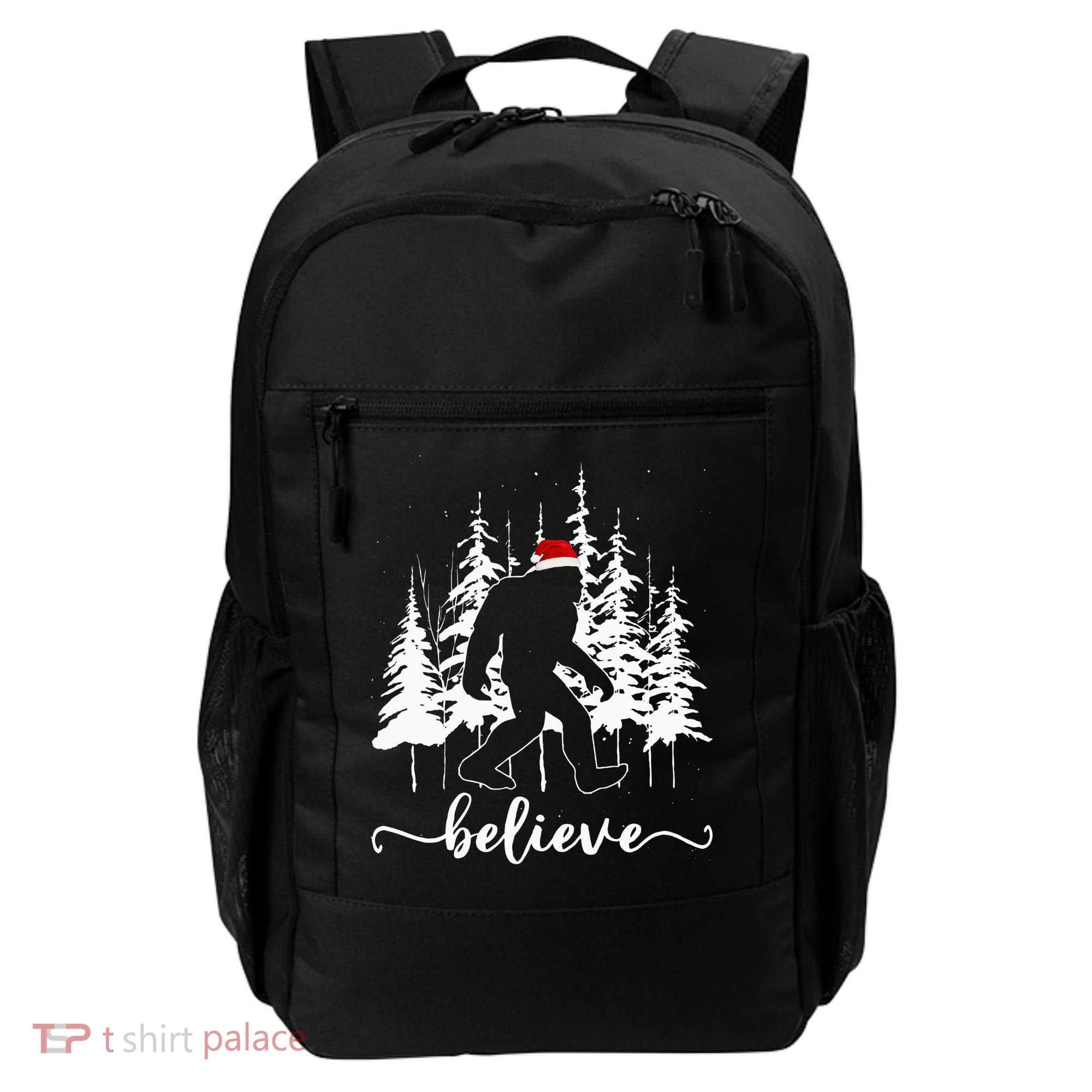 Believe Bigfoot Light Santa Squatch Christmas Tree Pajamas Backpack