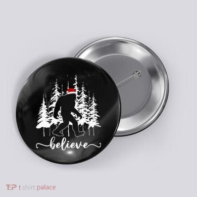Believe Bigfoot Light Santa Squatch Christmas Tree Pajamas Button
