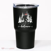 Believe Bigfoot Light Santa Squatch Christmas Tree Pajamas Tumbler thumb 0
