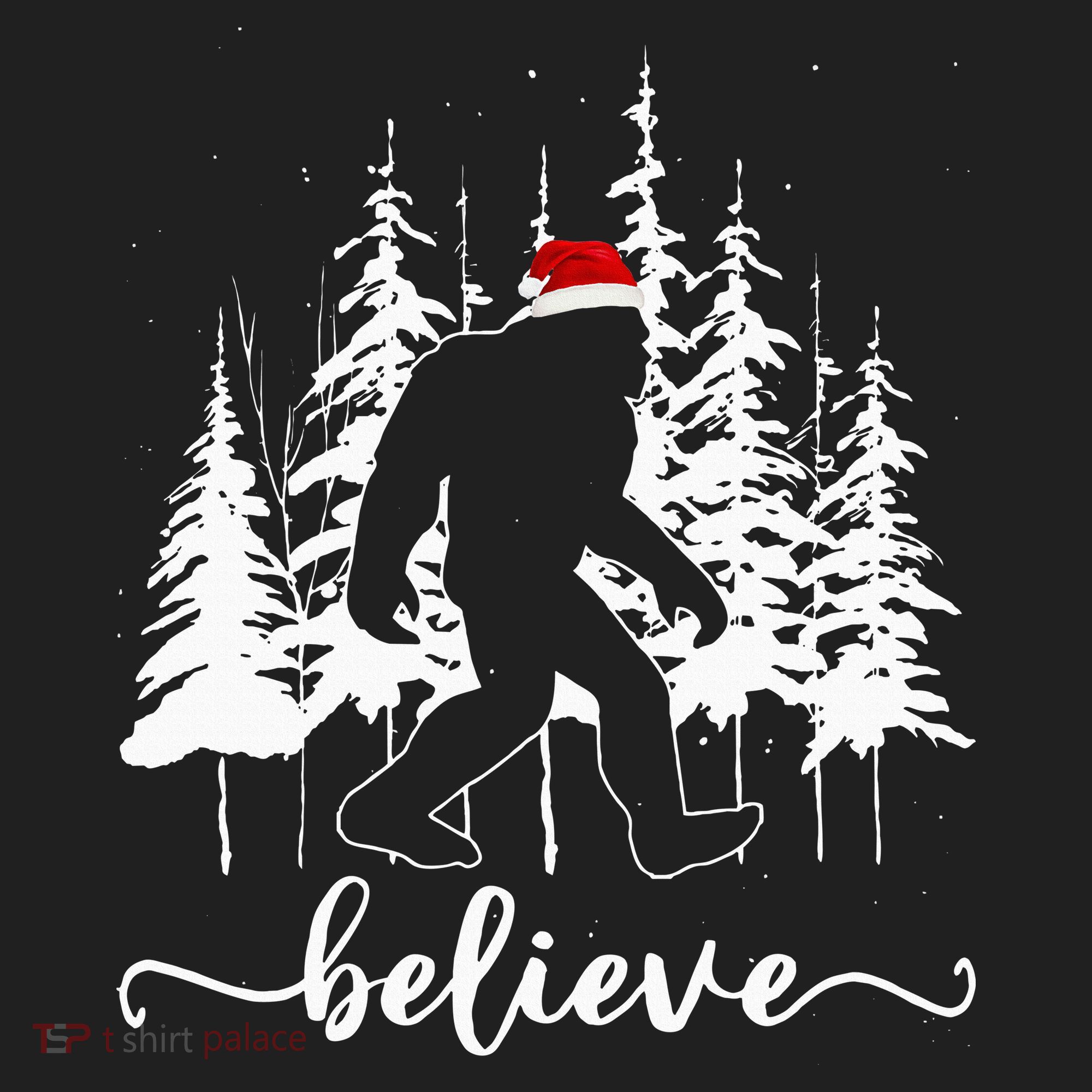Believe Bigfoot Light Santa Squatch Christmas Tree Pajamas Tumbler