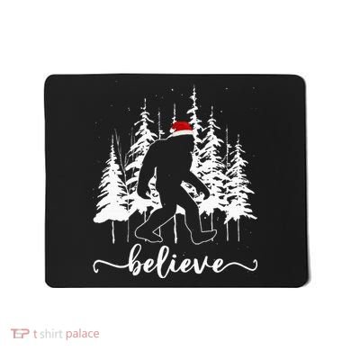 Believe Bigfoot Light Santa Squatch Christmas Tree Pajamas Mousepad