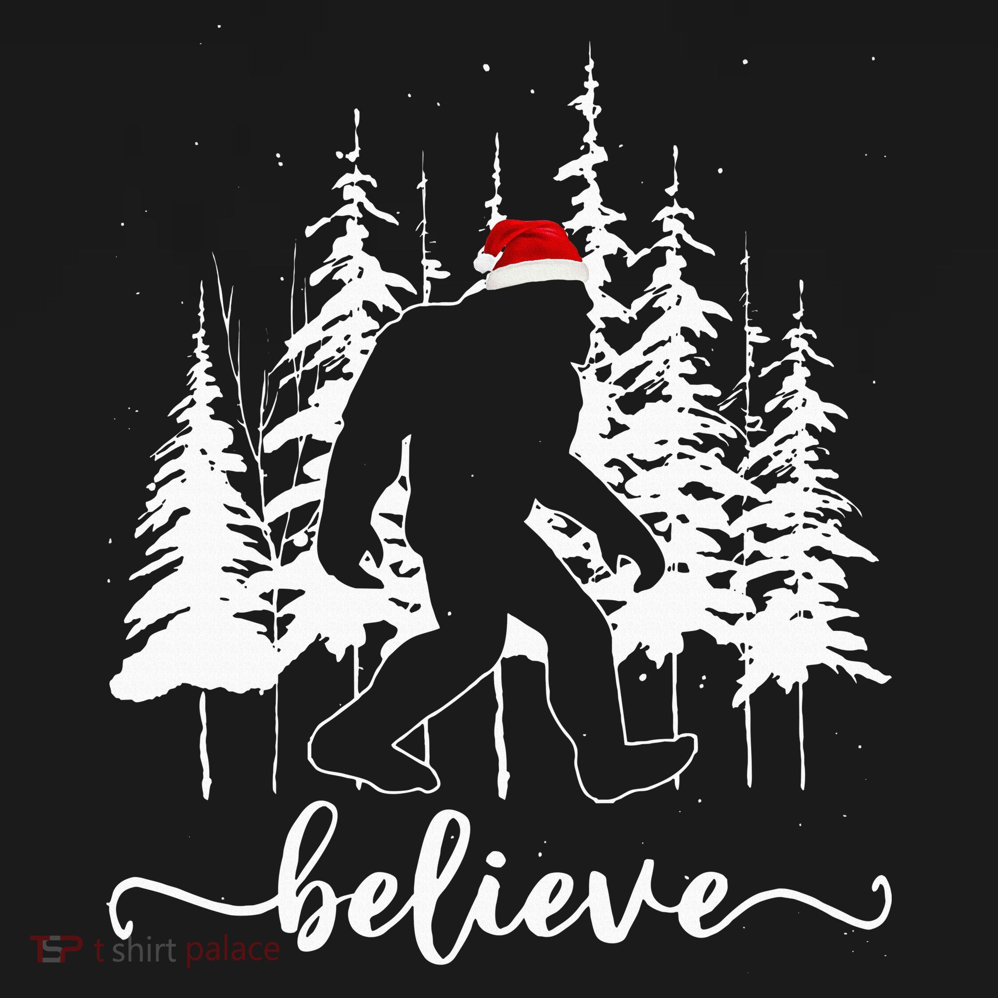 Believe Bigfoot Light Santa Squatch Christmas Tree Pajamas Mousepad