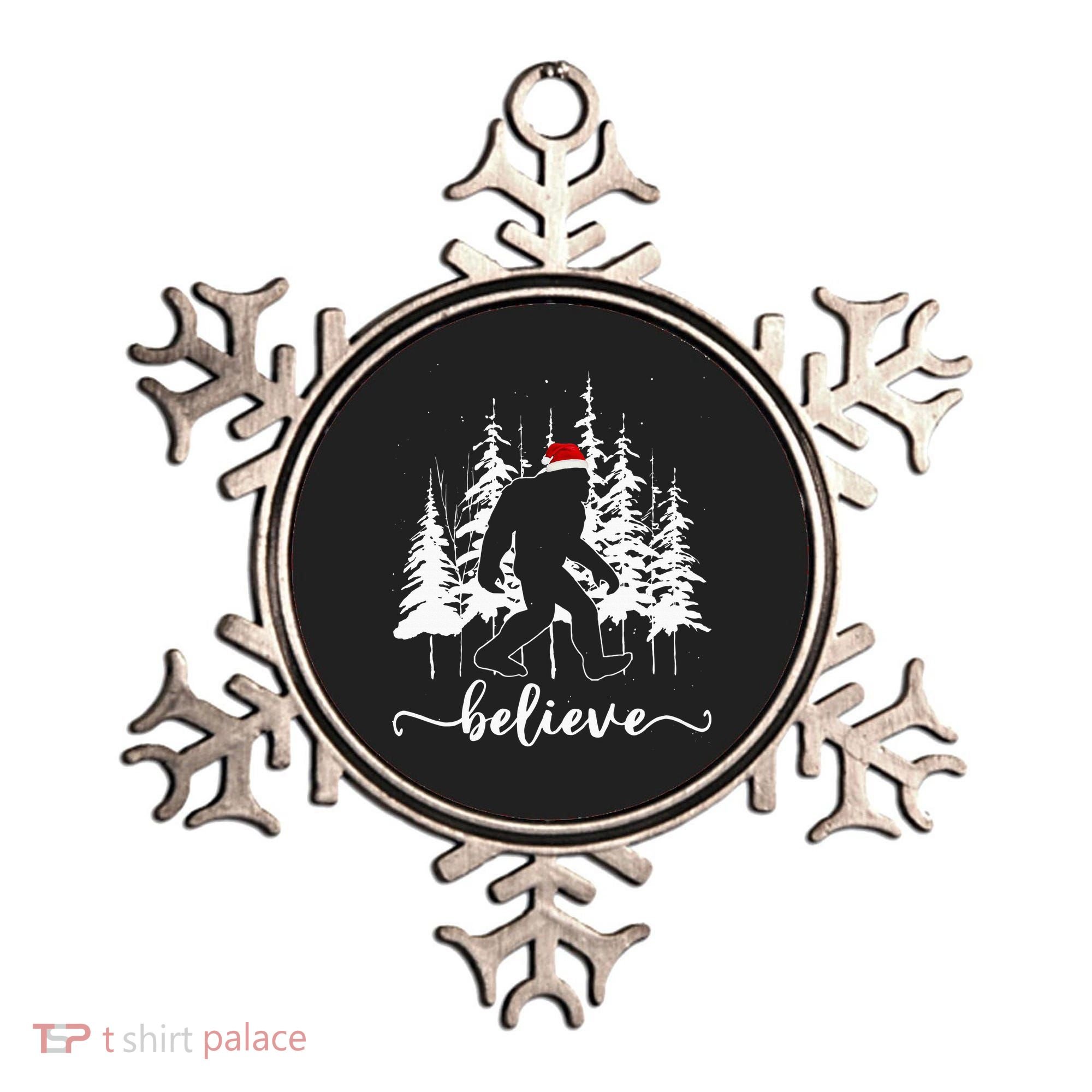 Believe Bigfoot Light Santa Squatch Christmas Tree Pajamas Ornament