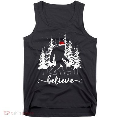 Believe Bigfoot Light Santa Squatch Christmas Tree Pajamas Tank Top
