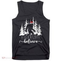 Believe Bigfoot Light Santa Squatch Christmas Tree Pajamas Tank Top thumb 0