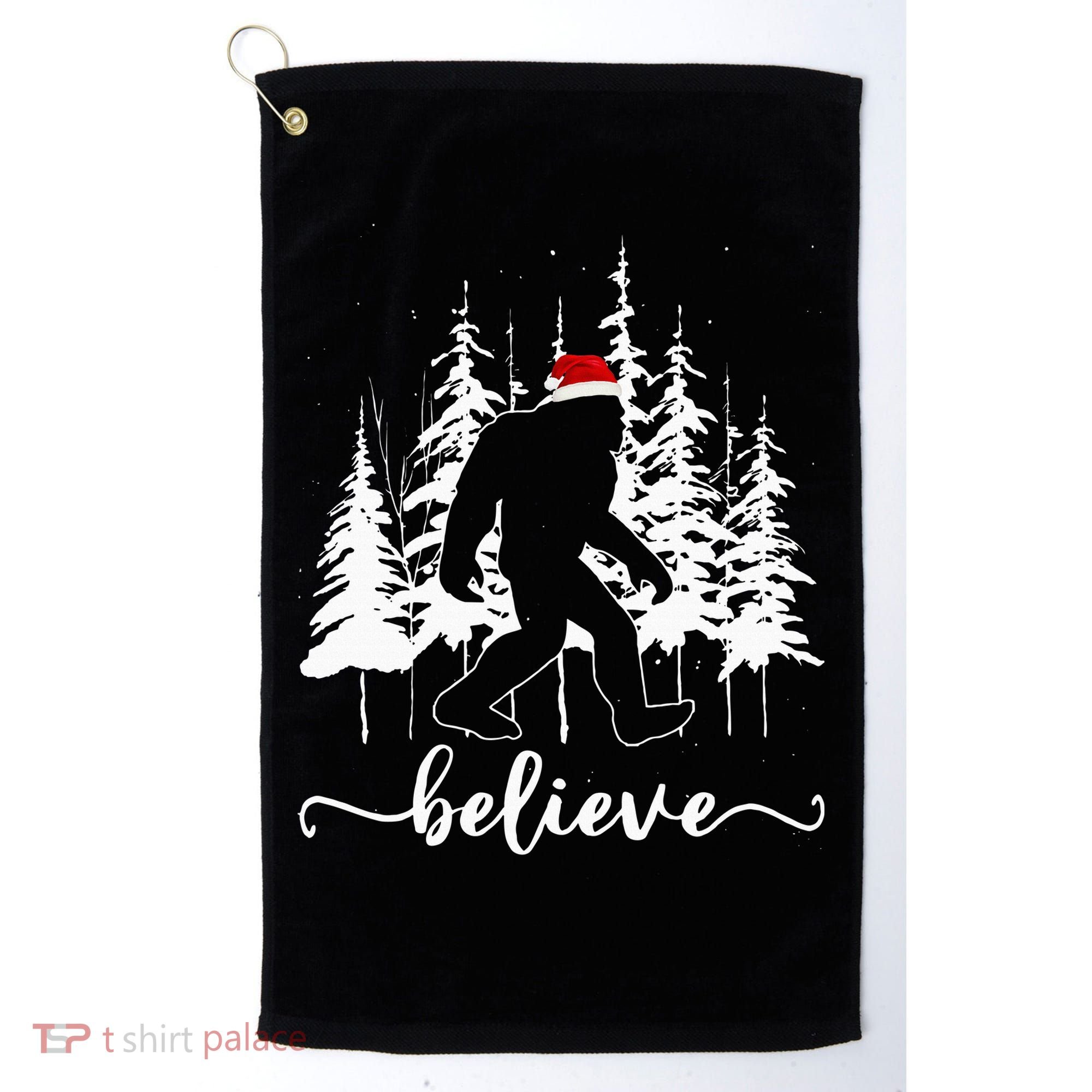 Believe Bigfoot Light Santa Squatch Christmas Tree Pajamas Golf Towel