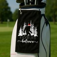 Believe Bigfoot Light Santa Squatch Christmas Tree Pajamas Golf Towel thumb 2