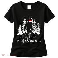 Believe Bigfoot Light Santa Squatch Christmas Tree Pajamas Women's T-Shirt thumb 0