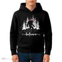 Believe Bigfoot Light Santa Squatch Christmas Tree Pajamas Kids Hoodie thumb 4