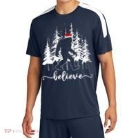 Believe Bigfoot Light Santa Squatch Christmas Tree Pajamas Sport-Tek Competitor United Soccer Jersey thumb 0