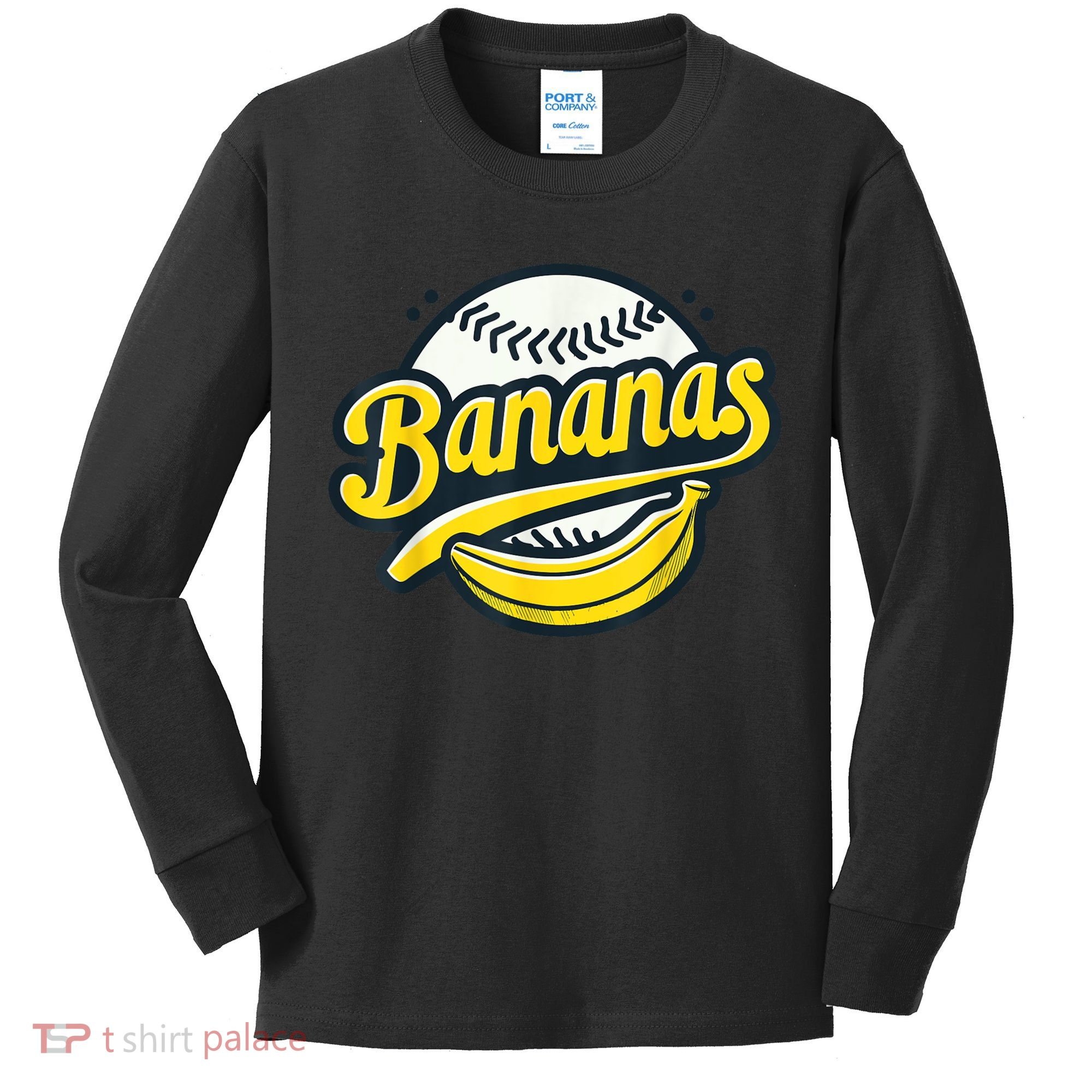 Banana Baseball Lover Cool Game Kawaii Kids Long Sleeve Shirt