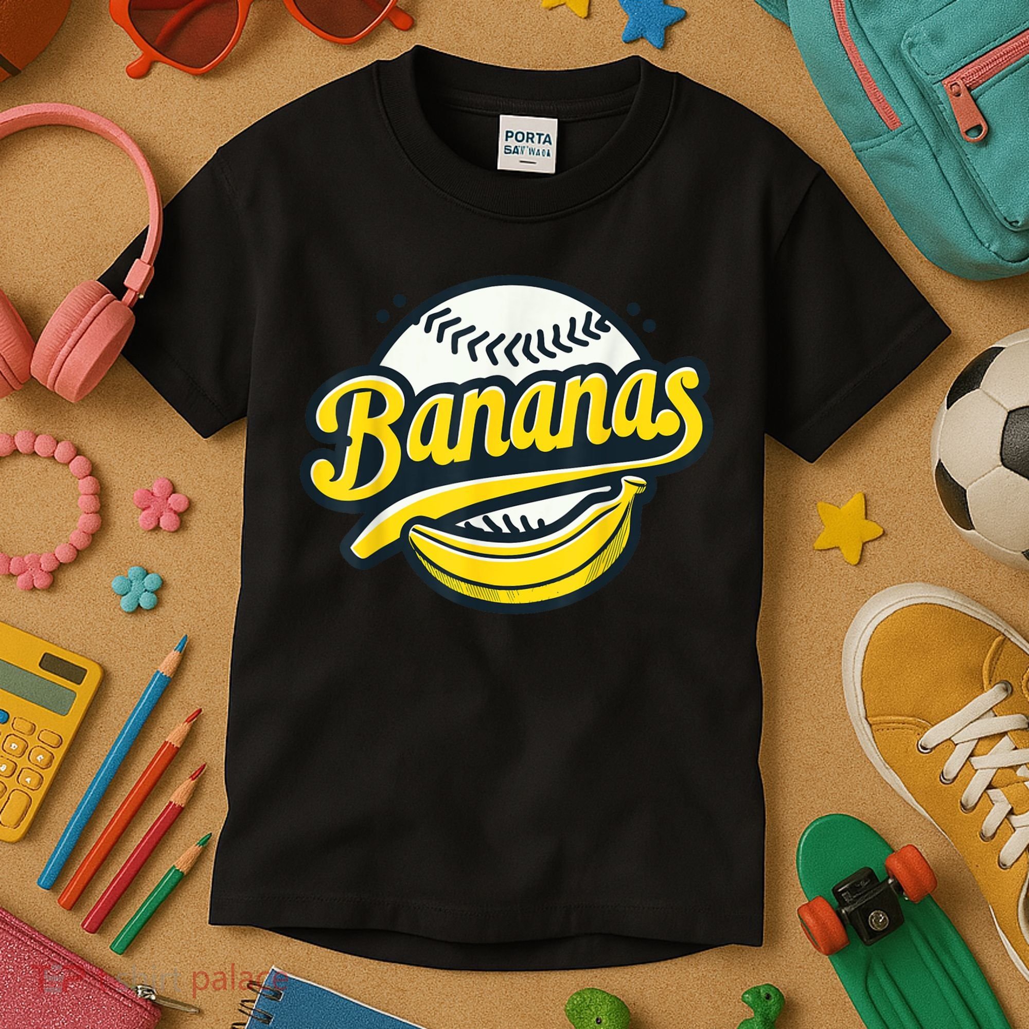 Banana Baseball Lover Cool Game Kawaii Kids T-Shirt