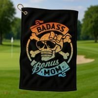 Badass Bonus Mom Stepmom Stepmother MotherS Day Golf Towel thumb 1