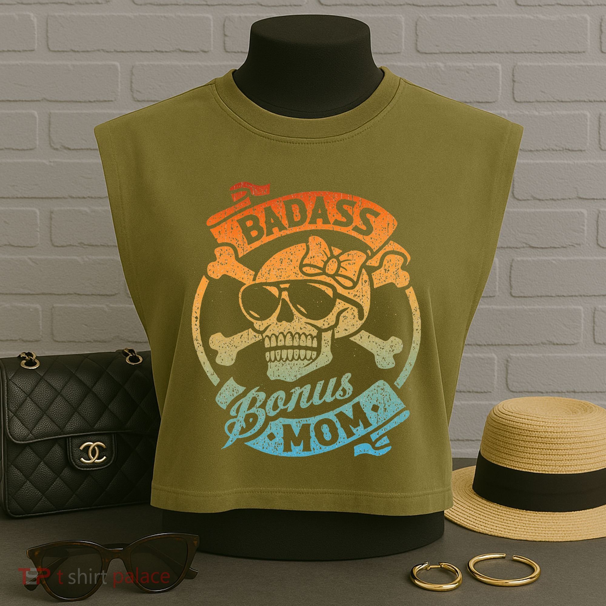 Badass Bonus Mom Stepmom Stepmother MotherS Day Garment-Dyed Women's Muscle Tee