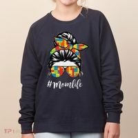 Building Block Messy Bun Mom Life Master Builder Mothers Day Women's Sweatshirt thumb 0