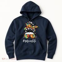 Building Block Messy Bun Mom Life Master Builder Mothers Day Hoodie thumb 0
