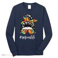 Building Block Messy Bun Mom Life Master Builder Mothers Day Long Sleeve Shirt thumb 0