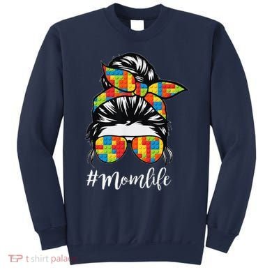 Building Block Messy Bun Mom Life Master Builder Mothers Day Sweatshirt