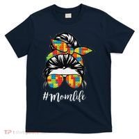 Building Block Messy Bun Mom Life Master Builder Mothers Day T-Shirt thumb 0