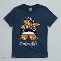 Building Block Messy Bun Mom Life Master Builder Mothers Day T-Shirt thumb 5