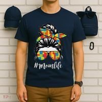 Building Block Messy Bun Mom Life Master Builder Mothers Day T-Shirt thumb 6