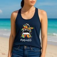 Building Block Messy Bun Mom Life Master Builder Mothers Day Women's Tank Top thumb 2