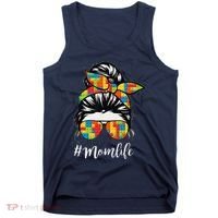 Building Block Messy Bun Mom Life Master Builder Mothers Day Tank Top thumb 0