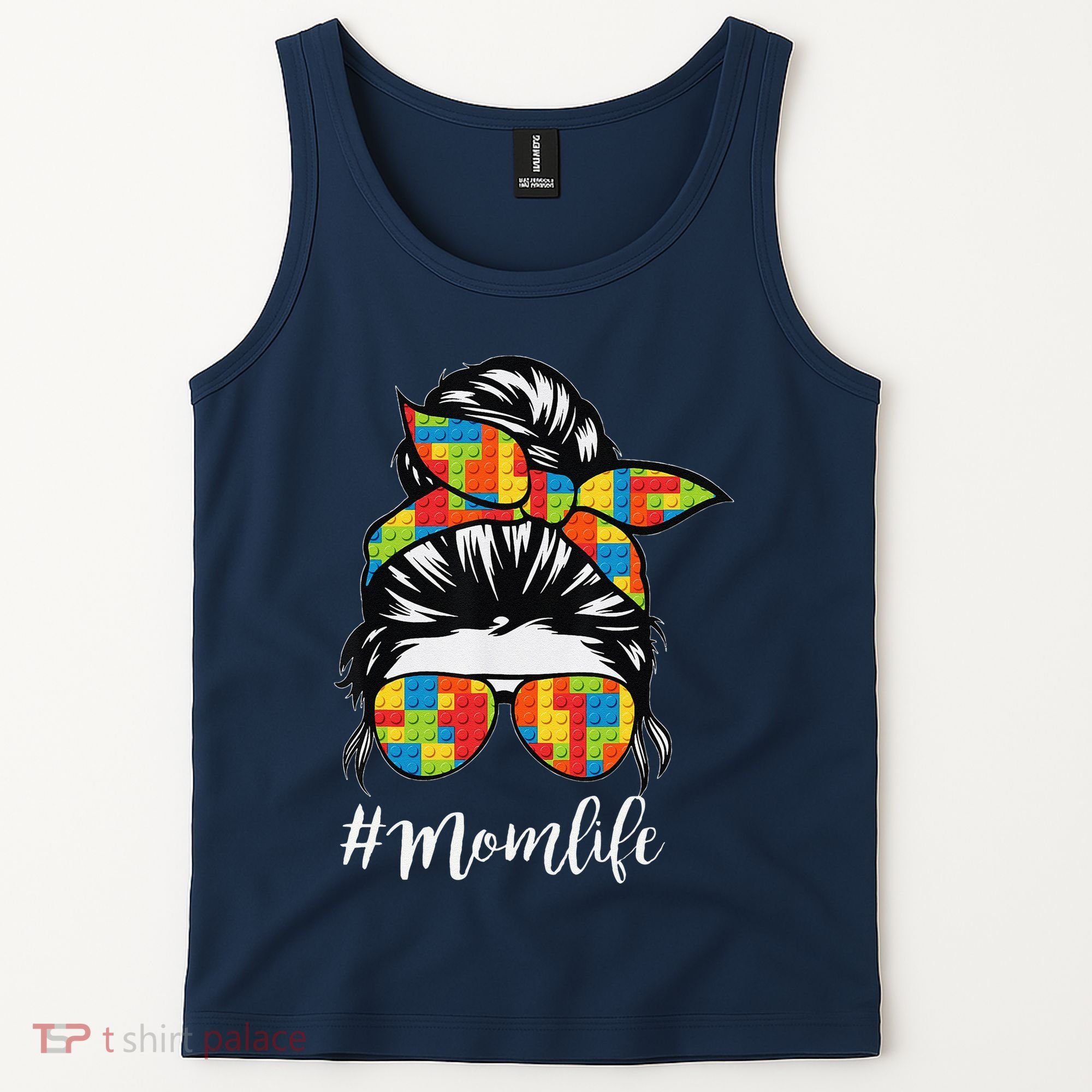 Building Block Messy Bun Mom Life Master Builder Mothers Day Tank Top