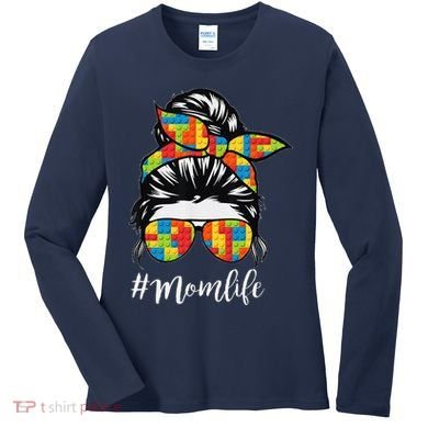 Building Block Messy Bun Mom Life Master Builder Mothers Day Women's Long Sleeve Shirt