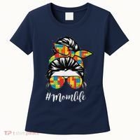 Building Block Messy Bun Mom Life Master Builder Mothers Day Women's T-Shirt thumb 0