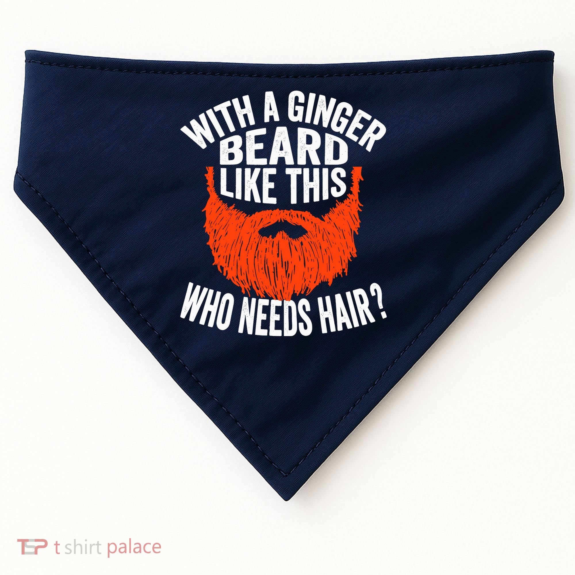 Bearded Bald Man Ginger Beard Funny Sarcastic Saying USA-Made Doggie Bandana
