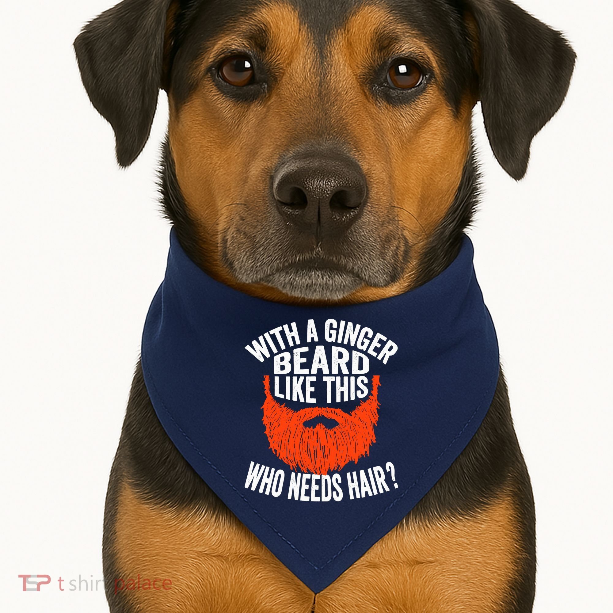 Bearded Bald Man Ginger Beard Funny Sarcastic Saying USA-Made Doggie Bandana