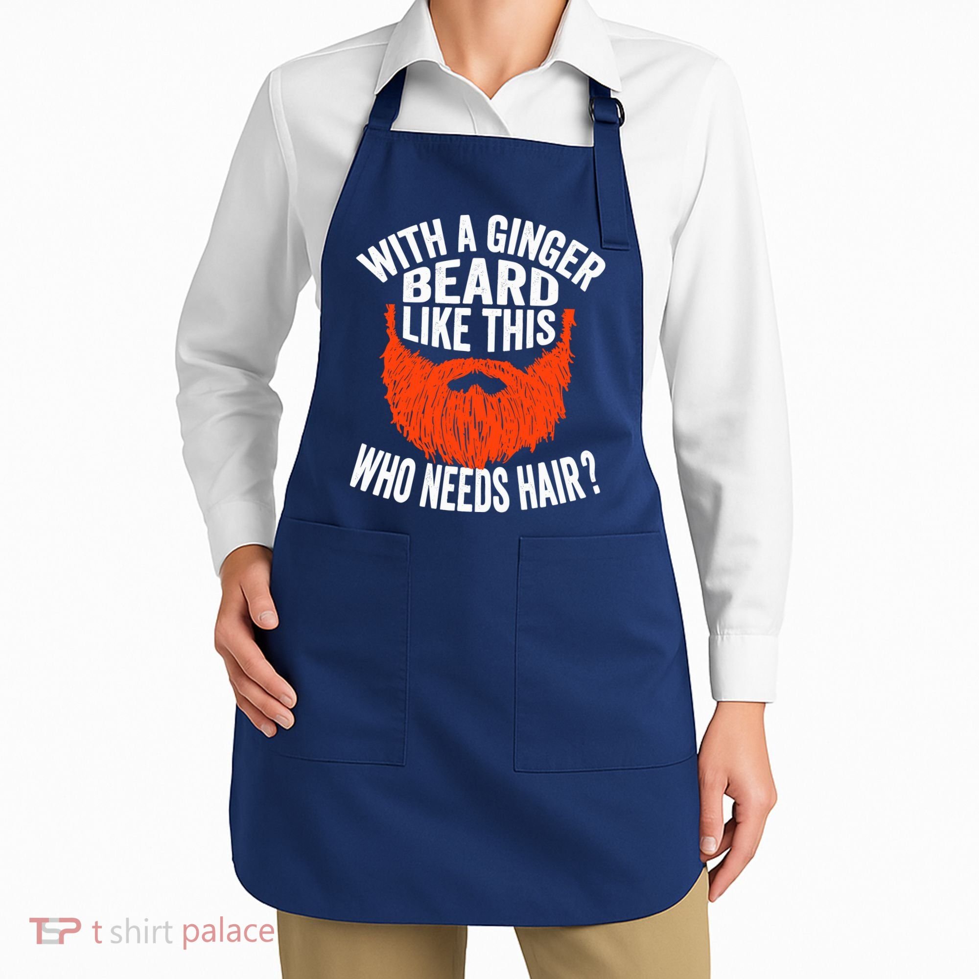 Bearded Bald Man Ginger Beard Funny Sarcastic Saying Apron