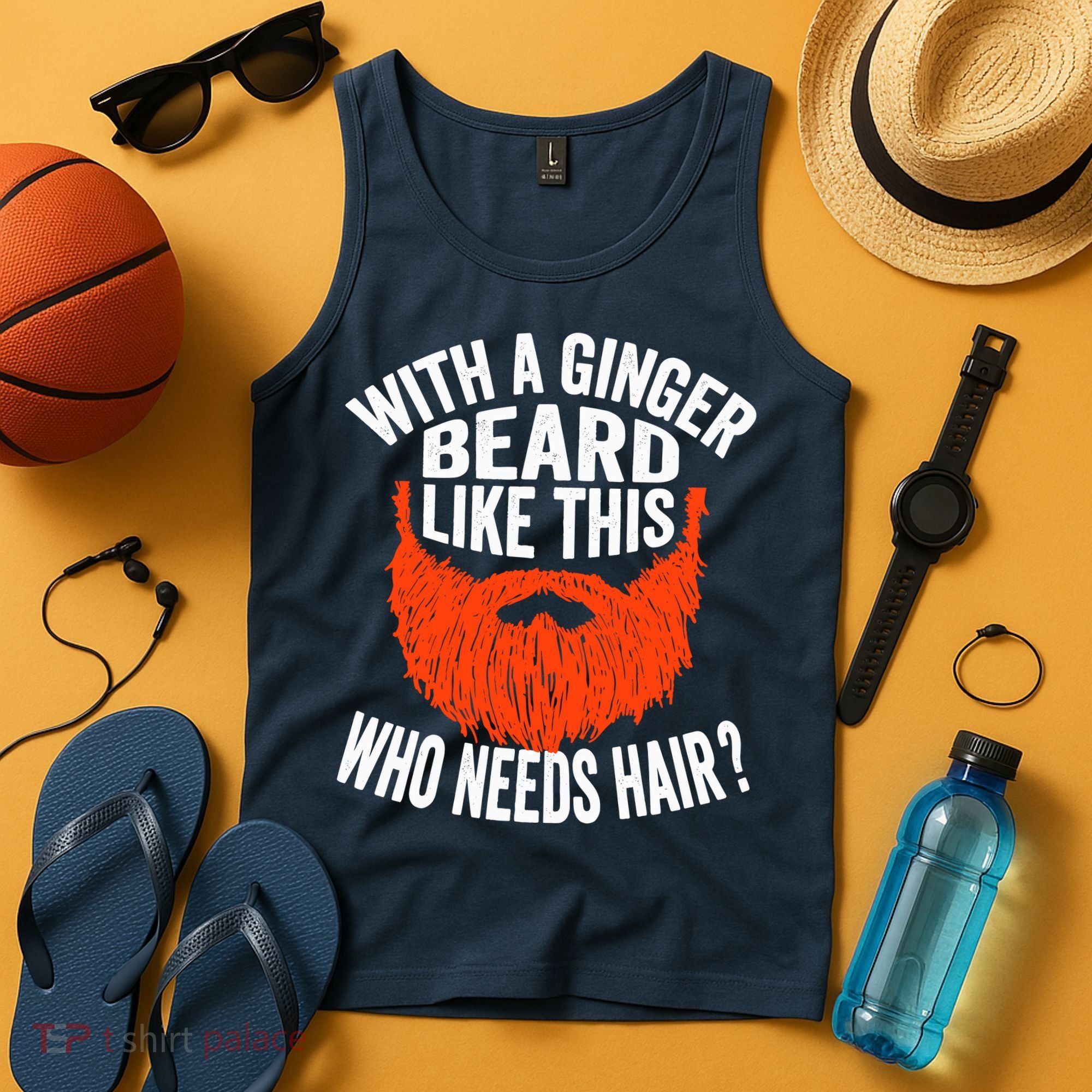 Bearded Bald Man Ginger Beard Funny Sarcastic Saying Tank Top